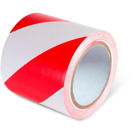 GLOBAL INDUSTRIAL Striped Hazard Warning Tape, 4W x 108'L, 5 Mil, Red/White, 1 Roll 670653RW